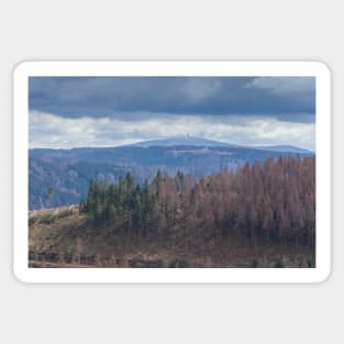 View to the Brocken in winter, Harz, Lower Saxony, Germany, Europe Sticker